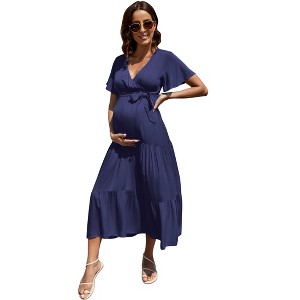 maternity dress  V-neck flared sleeve dmaternity dress - 1 of 1