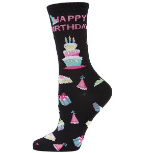 Memoi Happy Birthday Bamboo Blend Crew Novelty Socks - 1 of 1