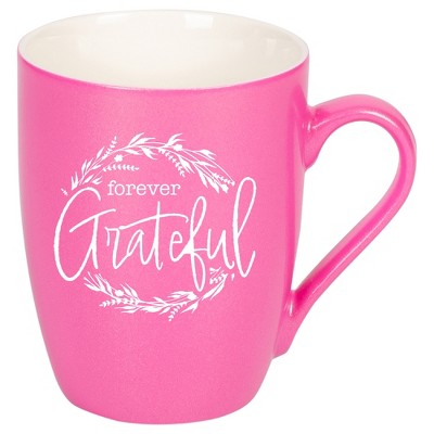 Elanze Designs Forever Grateful Wreath Princess Pink 10 ounce New Bone China Coffee Cup Mug