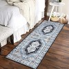 Machine Washable Vintage Runner Rug, Non Slip Low Pile Oriental Carpet for Entryway, Hallway, Kitchen, Laundry - 3 of 4