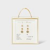 14K Gold Plated Cubic Zirconia Ball Pave Trio Stud Earring Set - A New Day™ Gold: Polished Basket Setting - 3 of 3