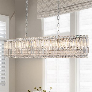LLHZSY 10-Light Modern Glam Dimmable Chrome Oval Large Crystal Chandelier - W 39 2/5" - 1 of 4