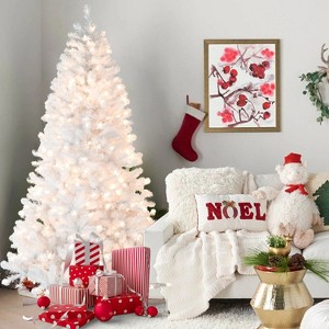 YOOCOZZ Trendy Christmas Decor - Pre-Lit White PVC Xmas Tree, Memory Wire, Warm Incandescent Lights, PVC Tips, Auto Unfolding Design, Metal Stand - 1 of 4