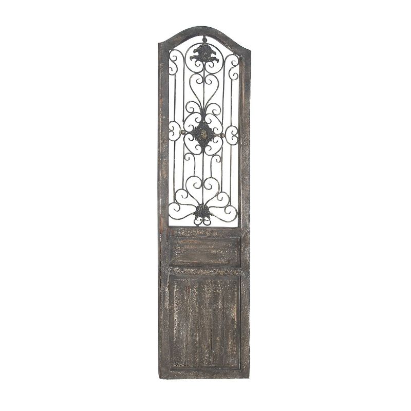 17&#34; x 19&#34; Wood Scroll Distressed Door Inspired Ornamental Wall Decor with Metal Wire Details Brown - Olivia &#38; May, 6 of 18