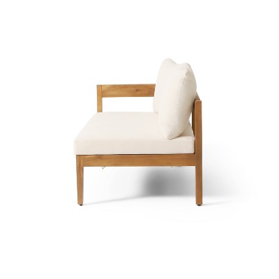 Brooklyn Teak and Beige 5-Person Outdoor Sectional Sofa Set