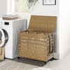 SONGMICS Laundry Hamper with Lid, 140L Synthetic Rattan Laundry Basket with Wheels, Clothes Hamper with 3 Removable Liner Bags - 3 of 4