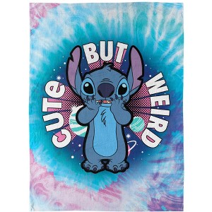 Disney Lilo & Stitch Blanket Cute But Weird Tie Dye Micro Raschel Throw 60"x45" Multicolored - 1 of 4