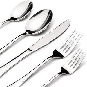 BRINJOY 40-Piece Stainless Steel Silverware Set - Dishwasher Safe Flatware Set for 8 - 1 of 4