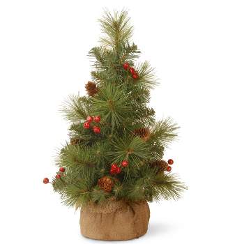 Glintoper Pre-lit Christmas Urn Filler, Lighted Artificial Mini Xmas Pine  Trees with Tripod Stake, Light Up 8 Modes & Timer, Battery Powered Outdoor