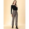 Allegra K Women's Plaid Cropped Trousers Button Casual Tartan Check Work Pants - image 3 of 4