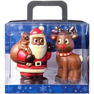 Weibler Hollow Chocolate Santa & Reindeer Tote Gift Box 5.29 Oz. (150 g.) - 1 of 4