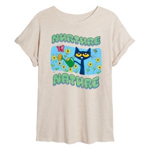 Women's - Pete the Cat - Nurture Nature Oversized Graphic T-Shirt - 1 of 4