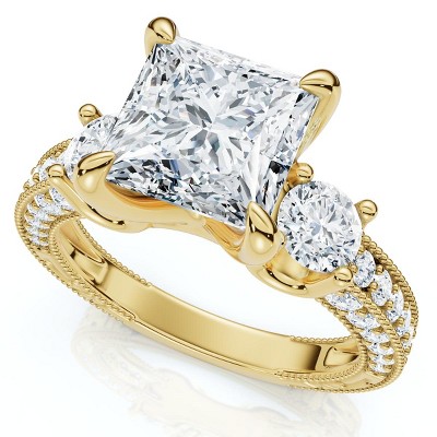 Pompeii3 Certified 2.70Ct Princess Cut Diamond Engagement Ring 14k Gold or Pt Lab Created