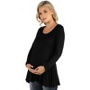24seven Comfort Apparel Womens Long Sleeve Solid Color Swing Style Flared Maternity Tunic Top - 2 of 4