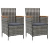 vidaXL 3 Piece Patio Dining Set with Cushions Poly Rattan Gray - 2 of 4
