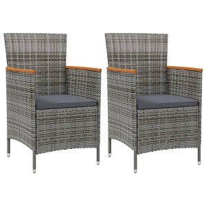 Patio Dining Chairs 2 pcs Poly Rattan Gray vidaXL - 1 of 4