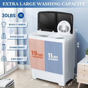 KRISRATE Washing Machine 30Lbs Twin Tub Portable Washing Machine, 19Lbs Washer 11Lbs Spinner Combo with Drain Pump Time Control for Apartment Dorm RV - 1 of 4
