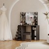 Vanity Desk with Mirror and Lights, Corner Makeup Vanity Desk, Large Dressing Tables with Charging, 5 Drawers, Shelves and Vanity Stool, Black - 2 of 4