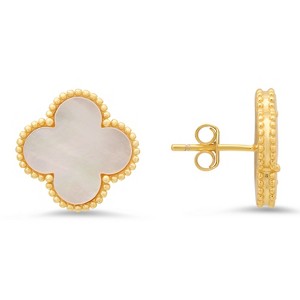 Sterling Silver Mother of Pearl Clover Earrings - 1 of 2