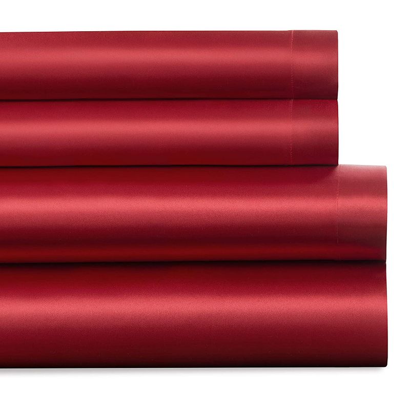Cypress Luxury Linen Silky Smooth Satin Sweet Dreams 4 Piece Sheet Set - Red - Queen, 1 of 7