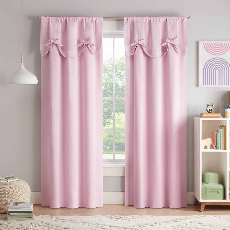 40&#34;x84&#34; Kids&#39; 100% Blackout Bow Tie Up Curtain Panel Pink - Eclipse, 1 of 9
