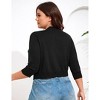 Women's Tie Front 3/4 Sleeve Rib Knit Bolero Open Front Cardigan Sweaters Shrug - 4 of 4
