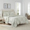 King Quilt Set, Soft Reversible Cotton Floral Bedding, 3 - Piece with Matching Pillowcases Green/Off - White - 4 of 4