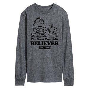 Men's - Peanuts - The Great Pumpkin Believer Long Sleeve Graphic T-Shirt - 1 of 4