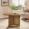 Lantine Solid Wood Round Coffee Table for Living Room, 31.5-Inch Farmhouse Circle Center Cocktail Tea Table for Apartment Small Space, Rustic Brown - 4 of 4