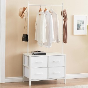 WhizMax Clothing Racks with 4 Drawers, Storage Closet, Freestanding Closet Garment Rack with Metal Hanging Rod and 2 Side Hooks for Bedroom, Hallway - 1 of 4