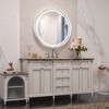 Keonjinn Metal Framed LED Round Frontlit Bathroom Vanity Wall Mirror, 3 Color Temperatures Dimmable, Anti-Fog - 2 of 4