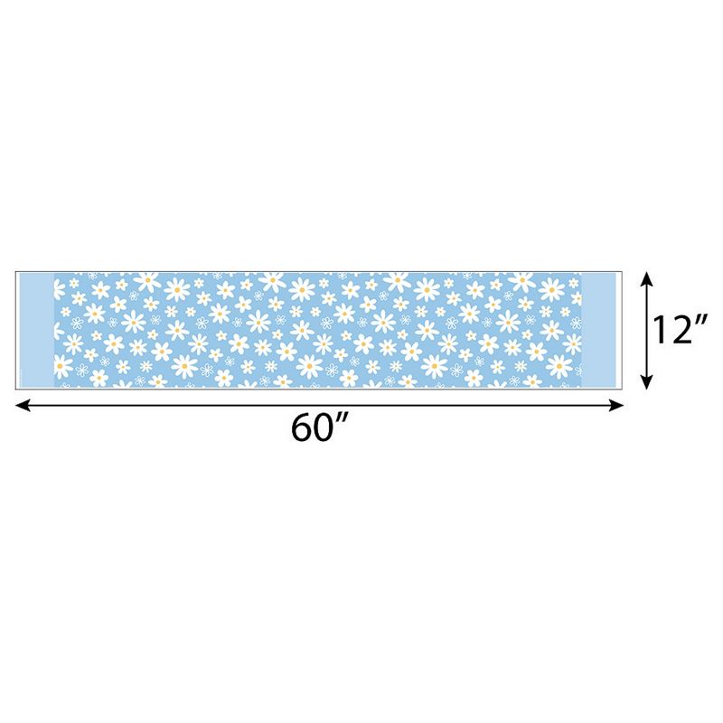 Big Dot of Happiness Blue Daisy Flowers - Petite Floral Party Paper Table Runner - 12 x 60 inches, 4 of 6