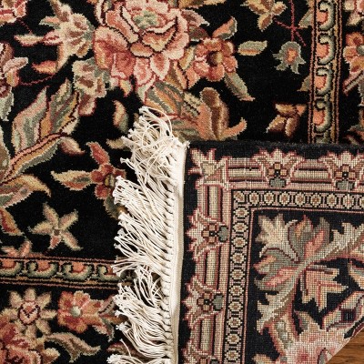 Elegant Kerman Black Wool 5' x 7' Hand-Knotted Area Rug