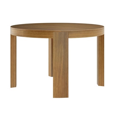 Pecan 47'' Round Solid Wood Dining Table for Four