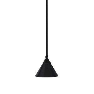 Toltec Lighting Any 1 - Light Pendant in  Matte Black with 7'' Brushed Nickel Cone Metal Shade Shade - 1 of 1