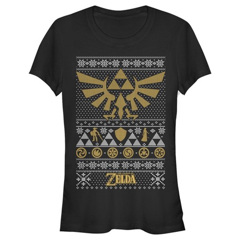 Juniors Womens Nintendo Ugly Christmas Legend of Zelda Triforce T-Shirt - image 1 of 3