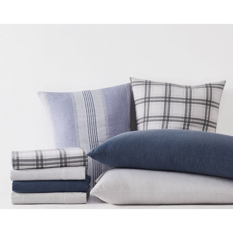 Stripe Flannel Comforter Set Blue/White - London Fog, 4 of 8