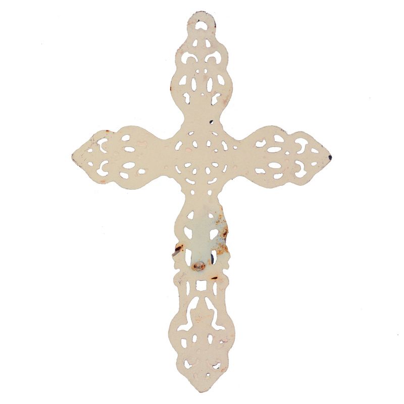13&#34; x 8.6&#34; Decorative Distressed Cast Iron Wall Cross Worn White - Stonebriar Collection, 4 of 7