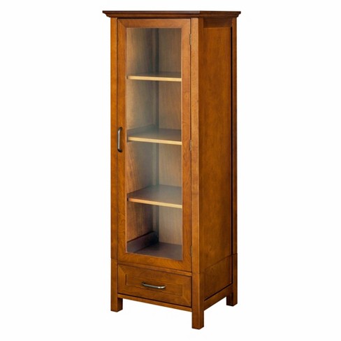 Elegant Home Fashions Wooden Bathroom Linen Tower Storage Cabinet