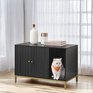 Litter Box Enclosure, Modern Cat Litter Box Furniture Hidden, with Scratching Mat, Cat House, Side End Table, 31.5 x 19.7 x 21.7 Inches - 1 of 4