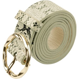 INSPIRE CHIC Women's Wide Fashion Snake Leopard Decorated Irregular Round Buckle Belt - 1 of 4