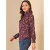Allegra K Women's Boho Vintage Ruffled Neck Keyhole Back Floral Blouse - 4 of 4