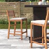 GDFStudio Vivien Modern 23.5" Outdoor Solid Acacia Wood Upholstered Counter Stool(Set of 2) - 2 of 4