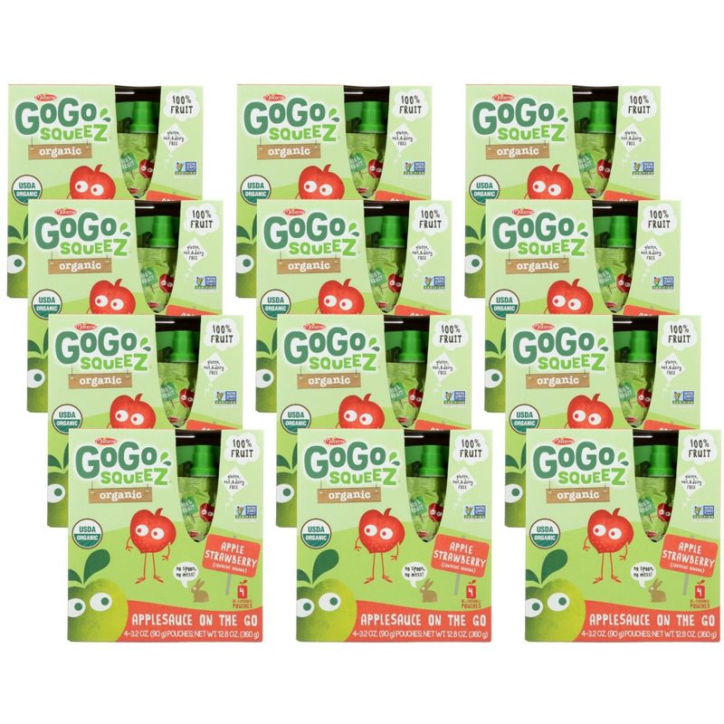 Gogo Squeez Organic Apple Strawberry Applesauce on the Go - Case of 12/4 packs, 3.2 oz, 1 of 8