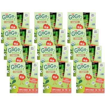 Gogo Squeez Organic Apple Strawberry Applesauce on the Go - Case of 12/4 packs, 3.2 oz