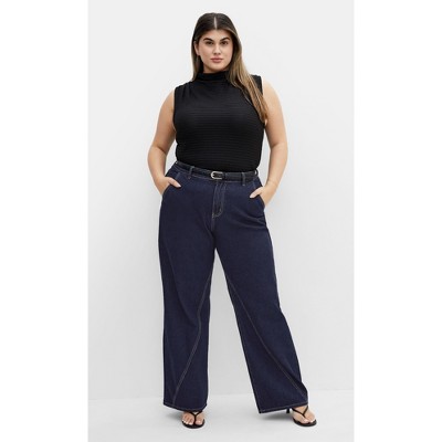 Women's Plus Size Harley Kyla Wide Leg Jean - dark denim | CITY CHIC