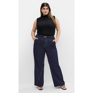 Women's Plus Size Harley Kyla Wide Leg Jean - dark denim | CITY CHIC - 1 of 4
