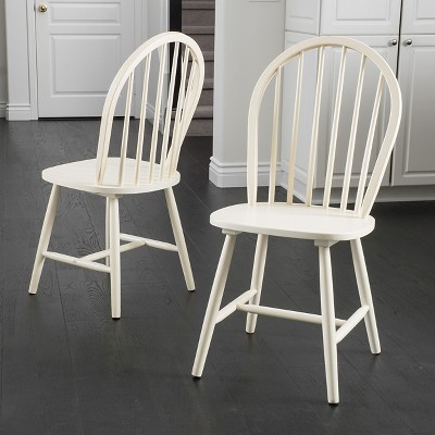 Set of 2 Countryside High Back Spindle Dining Chair Cream - Christopher Knight Home: Rubberwood Frame, Kitchen Use