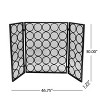 VYNXARIA Modern Three Panel Iron Firescreen, charming circular pattern,Black Silver - 4 of 4