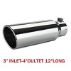 GOTGELIF 3" Inlet 4" Outlet Stainless Steel Car Exhaust Tip Exhaust Muffler with Rolled Edge - 3 of 4